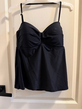 Catalina Black Twist Front Bandeau Tankini Swim Top